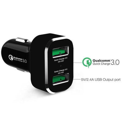 GDS® 2-Port USB Car Charger with Qualcomm® Quick Charge™ - RAM-GDS-CHARGE-USB2QCCIG - OC Mounts