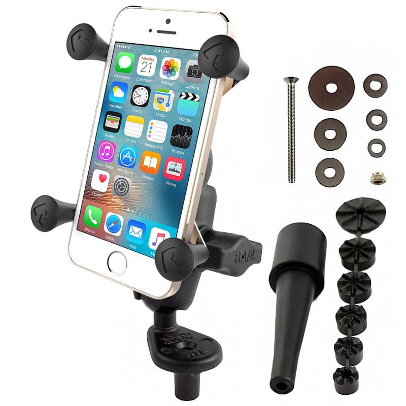 RAM Fork Stem Mount with Short Double Socket Arm & Universal RAM® X-Grip® Cell/iPhone Cradle - RAM-B-176-A-UN7 - OC Mounts