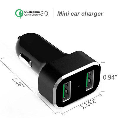 GDS® 2-Port USB Car Charger with Qualcomm® Quick Charge™ - RAM-GDS-CHARGE-USB2QCCIG - OC Mounts