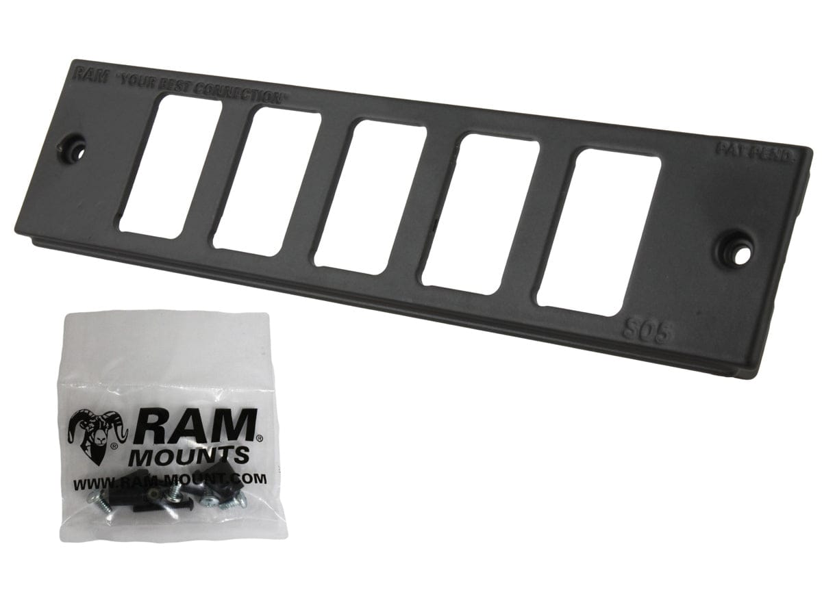 RAM Tough-Box™ Console Custom 2" Faceplate. Accommodates Five Switches - RAM-FP2-S5-0830-1450 - OC Mounts