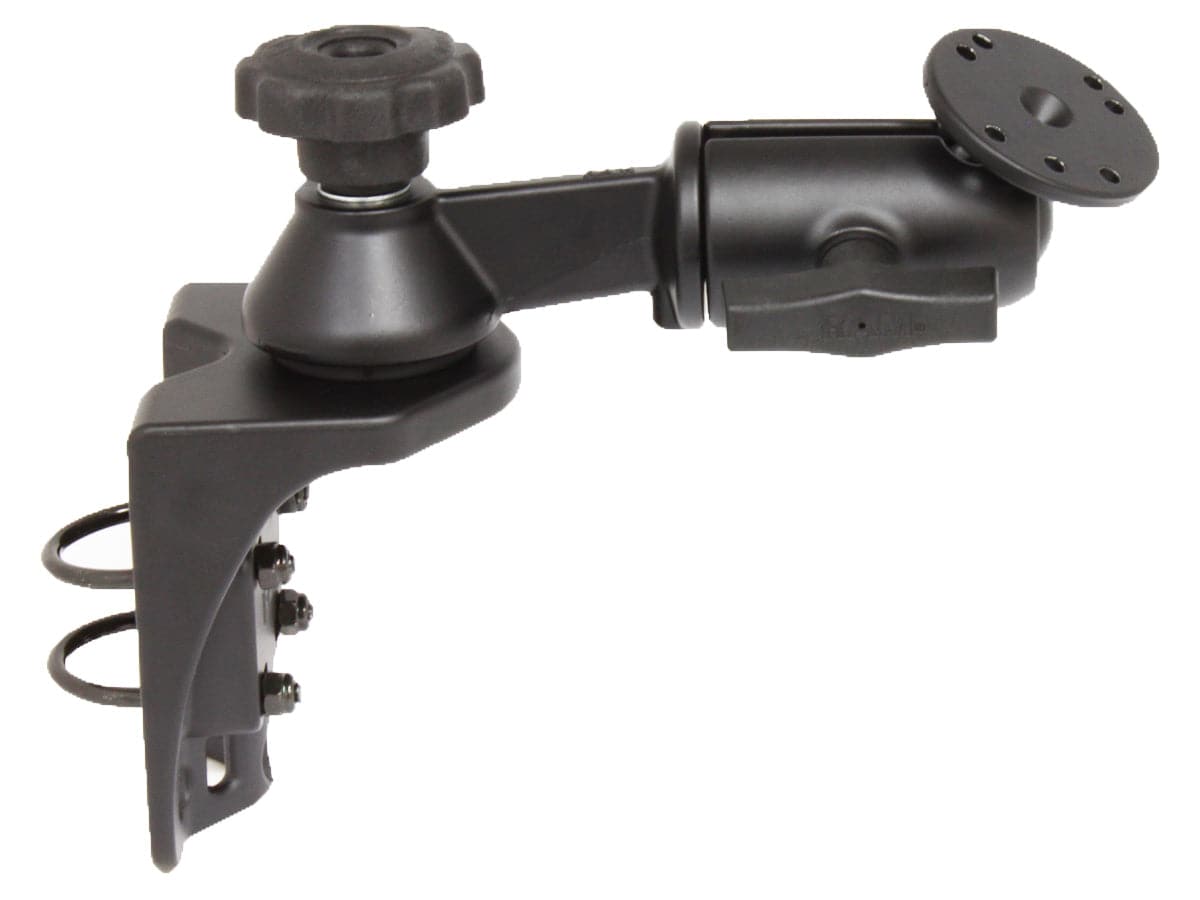 RAM Single Swing Arm on Vertical Rail Mounting Base. Swing Arm Connects to a 2.5" Diameter Ball Base. - RAM-VB-110V-2U - OC Mounts