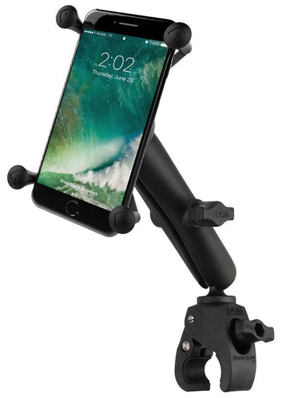 RAM Small Tough-Claw™ Base with Long Double Socket Arm and Universal RAM® X-Grip® Large Phone/Phablet Cradle - RAM-B-400-C-UN10U - OC Mounts