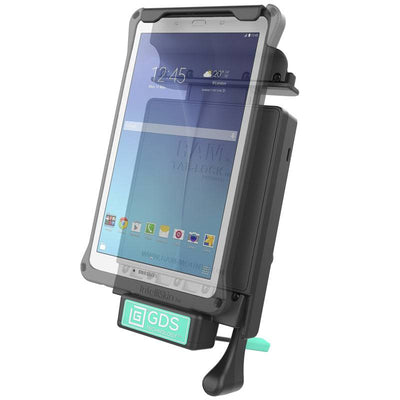 GDS® Locking Vehicle Dock with Audio Jumper Cable for the Samsung Galaxy Tab E 8.0 - RAM-GDS-DOCKL-V2-SAM21-AUD1U - OC Mounts