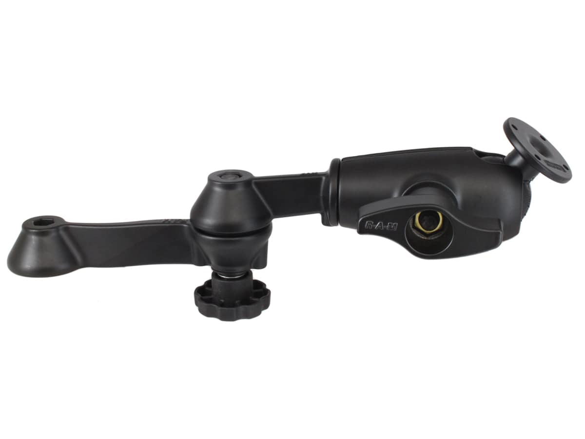 RAM 12" Double Swing Arm with 2.25" Connecting Socket Arm and 2.43" Round Base AMPs Hole Pattern - RAM-VB-D-110-1-254U - OC Mounts