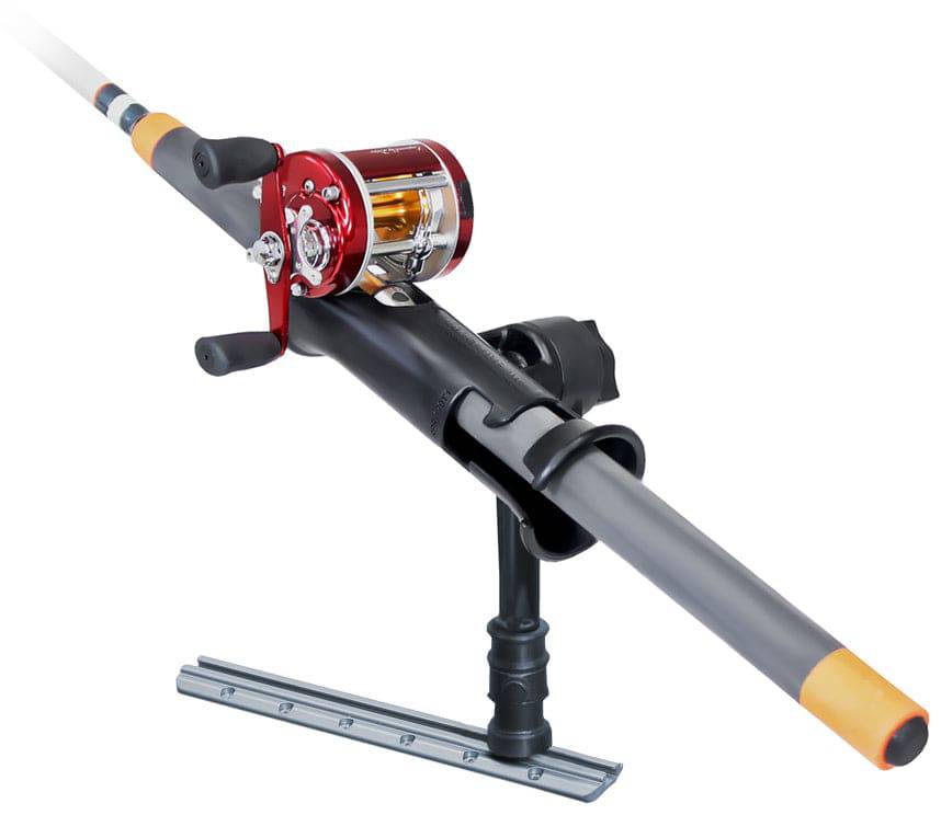 RAM Tube Jr.™ Fishing Rod Holder with Medium 6" Length Spline Post & Adapt-A-Post™ Track Mounting Base - RAP-390-AAPU - OC Mounts