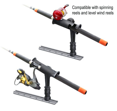 RAM Tube Jr.™ Fishing Rod Holder with Medium 4" Length Spline Post & Adapt-A-Post™ Track Mounting Base - RAP-390-SAAPU - OC Mounts