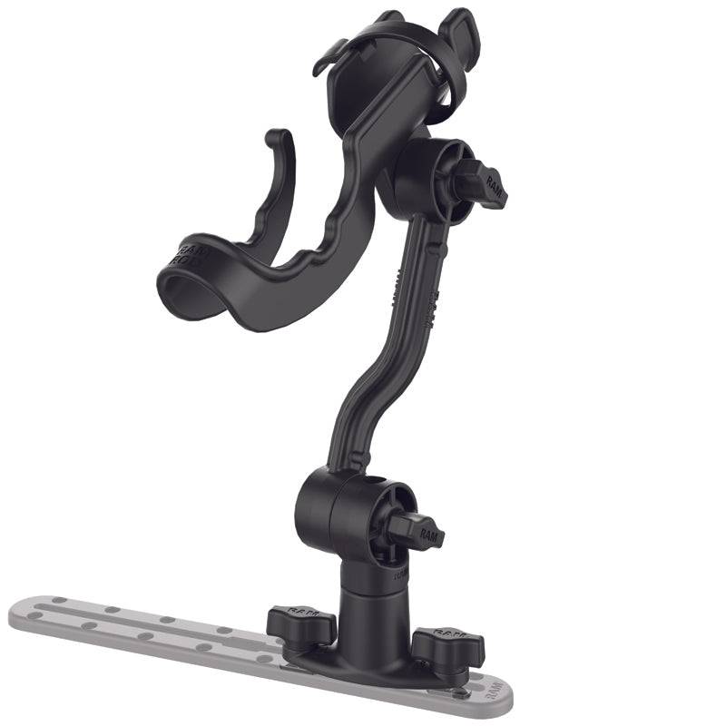 RAM ROD® Rod Holder with Spline Post, Extension Arm and Dual T-Bolt Track Base - RAP-114-PA-421 - OC Mounts