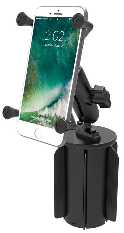 RAM-A-CAN™ II Universal Cup Holder Mount with Universal RAM® X-Grip® Large Phone/Phablet Cradle - RAP-299-3-UN10U - OC Mounts