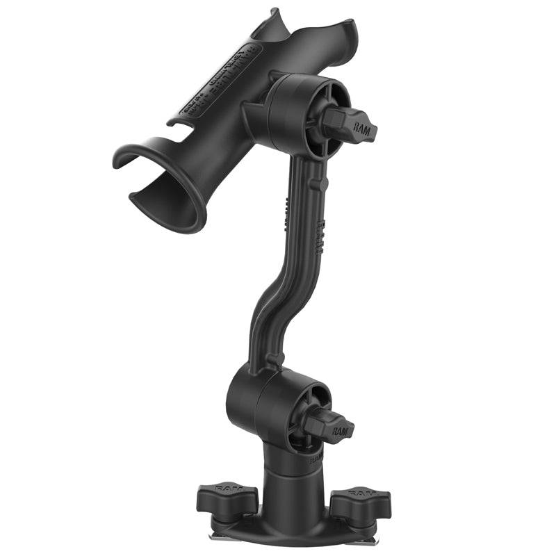 RAM Tube Jr.™ Rod Holder with Spline Post, Extension Arm and Dual T-Bolt Track Base - RAP-390-PA-421 - OC Mounts