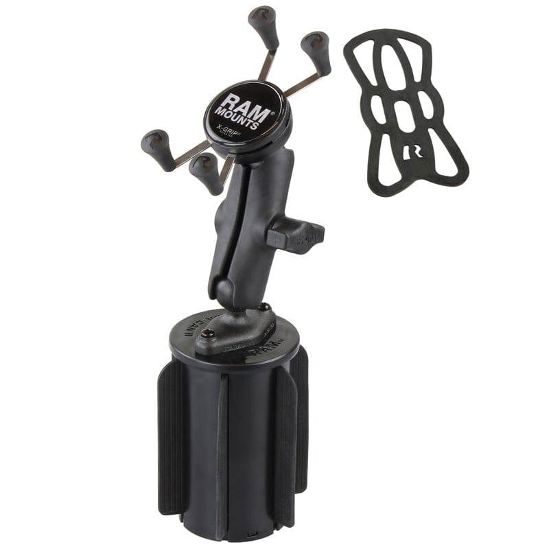 RAM-A-CAN™ II Universal Cup Holder Mount with Universal RAM® X-Grip® Cell/iPhone Cradle - RAP-299-3-UN7BU - OC Mounts