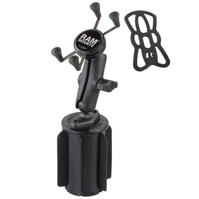 RAM-A-CAN™ II Universal Cup Holder Mount with Universal RAM® X-Grip® Cell/iPhone Cradle - RAP-299-3-UN7BU - OC Mounts
