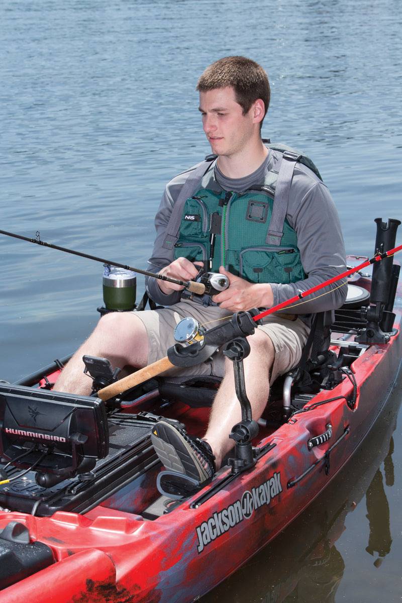 RAM ROD® Rod Holder with Spline Post, Extension Arm and Dual T-Bolt Track Base - RAP-114-PA-421 - OC Mounts