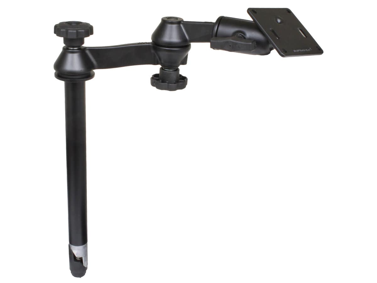 RAM Double Swing Arm with 12" Male Tele-Pole™ & 3.625" Square Base (75mm x 75mm VESA) - RAM-VP-SW1-12-2461 - OC Mounts