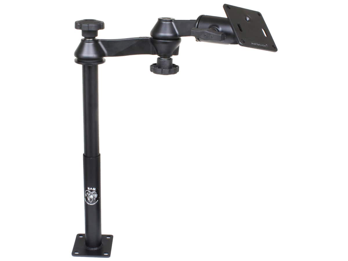 RAM Double Swing Arm with 12" Male Tele-Pole™, 9" Female Tele-Pole™ & 3.625" Square Base (75mm x 75mm VESA) - RAM-VP-SW1-129-2461 - OC Mounts