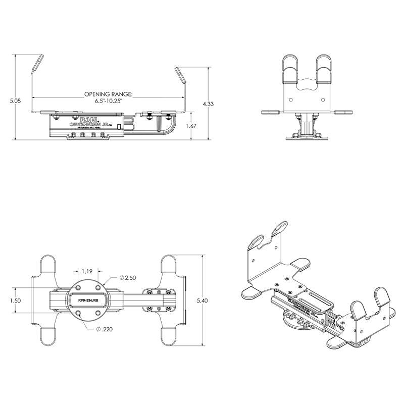 RAM Printer Cradle for Portable Printers with Rear Feed Paper - RAM-VPR-107 - OC Mounts
