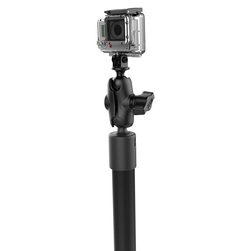 Tough-Pole™ Action Camera Mount with Double Pipe and Adjustable Track Base - RAP-422-18-18-A-GOP1 - OC Mounts