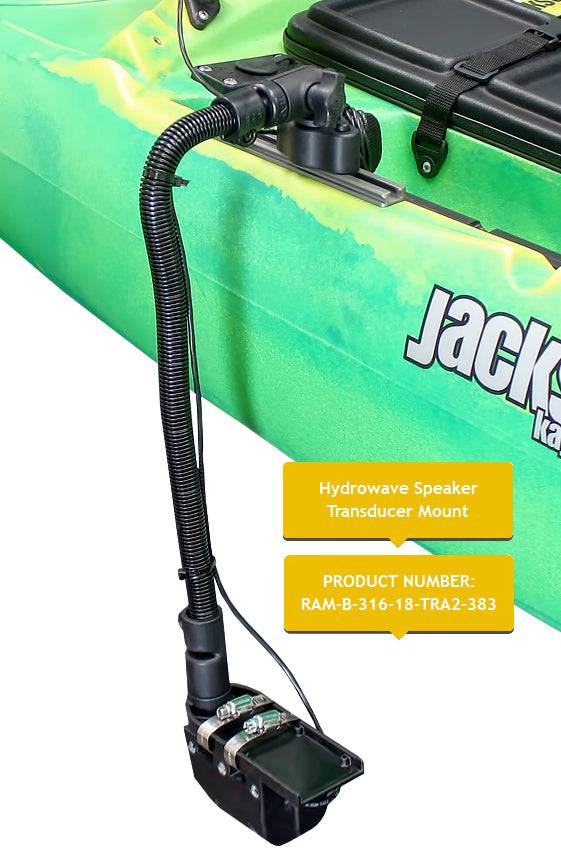 HydroWave™ Speaker Mount with 18" Rigid Aluminum Rod and Quick Release Track Ball™ Base - RAM-B-316-18-TRA2-383 - OC Mounts