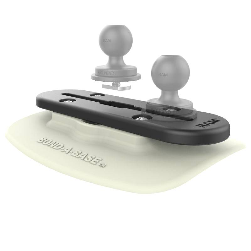 RAM Grey Bond-A-Base™ For Inflatable Rafts with Tough-Track™ - RAP-398-GRY-TRACK-AU - OC Mounts