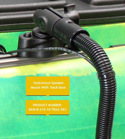 HydroWave™ Speaker Mount with 18" Rigid Aluminum Rod and Quick Release Track Ball™ Base - RAM-B-316-18-TRA2-383 - OC Mounts