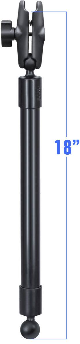 RAM 18" Long Extension Pole with (2 qty) 1" Diameter Ball Ends, and Double Socket Arm - RAP-BB-230-18-201U - OC Mounts
