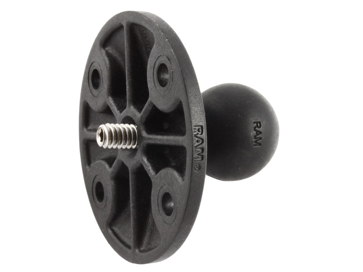RAM Composite 2.5" Round Base AMPs Hole Pattern, 1" Ball & 1/4-20 Threaded Male Post for Cameras - RAP-B-202AU - OC Mounts