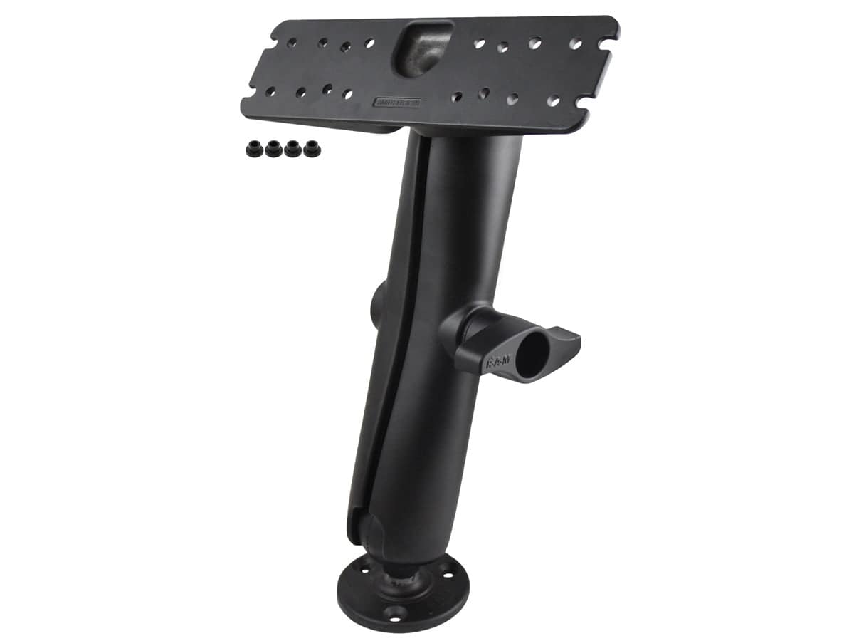 RAM D Size 2.25" Diameter Ball Mount with 3.68" Round Plate, Long Length Double Socket Arm & 11" X 3" Rectangle Plate - RAM-D-111U-E - OC Mounts