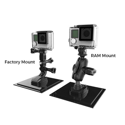 RAM 1" Ball Adapter for GoPro® Bases with Short Arm and Universal Action Camera Adapter - RAP-B-GOP2-A-GOP1U - OC Mounts