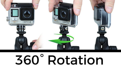 RAM 1" Ball Adapter for GoPro® Bases with Short Arm and Universal Action Camera Adapter - RAP-B-GOP2-A-GOP1U - OC Mounts