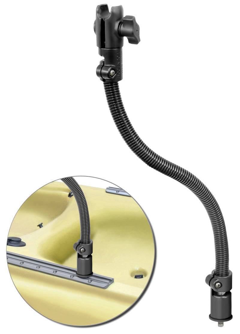 RAM Flex Arm™ Mounting System with Quick Release Post Pinlock Base, 18" Rigid Aluminum Rod and Single Socket Arm - RAP-B-200-1-TRA1-18U - OC Mounts