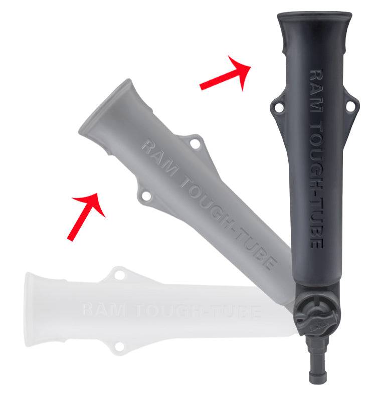 RAM Tough-Tube™ Fishing Rod Holder With 3" Long Ratchet Spline Post Arm - RAP-394-SSTU - OC Mounts