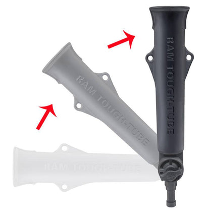 RAM Tough-Tube™ Fishing Rod Holder With 3" Long Ratchet Spline Post Arm - RAP-394-SSTU - OC Mounts