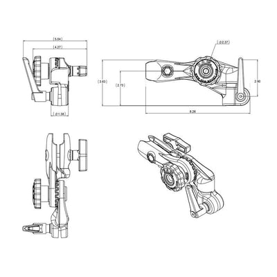 RAM® Ratchet & Swing Arm with 1/2" NPT Hole and Single Socket Arm - RAM-261-ADJU - OC Mounts