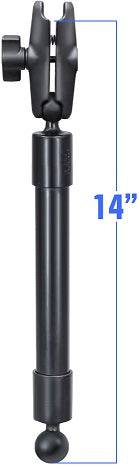 RAM® 14" PVC Pipe Extension with Ball Ends & Double Socket Arm - RAP-BB-230-14-201U - OC Mounts