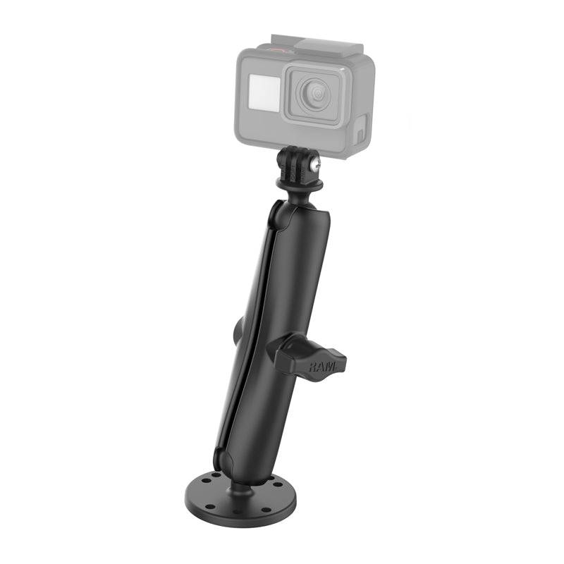 RAM® Drill-Down Mount with Double Socket Arm with Action Camera Adapter - RAM-B-138-C-GOP1 - OC Mounts