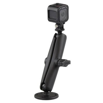 RAM® Drill-Down Mount with Double Socket Arm with Action Camera Adapter - RAM-B-138-C-GOP1 - OC Mounts