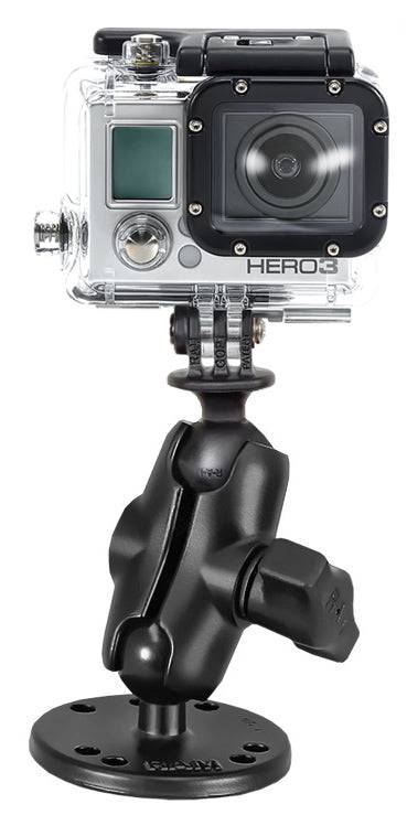 RAM® Drill-Down Double Ball Mount with Universal Action Camera Adapter - RAM-B-138-A-GOP1U - OC Mounts