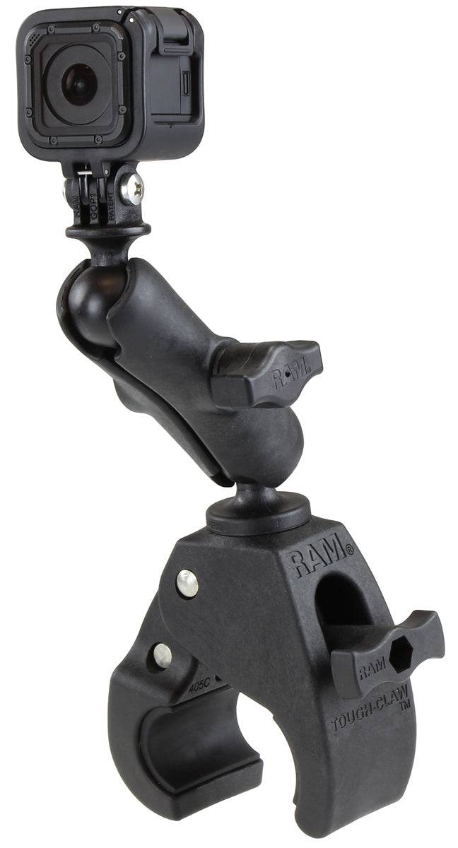 RAM® Tough-Claw™ Medium Clamp Mount with Universal Action Camera Adapter - RAP-B-404-GOP1U - OC Mounts