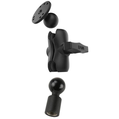 RAM® Short Double Ball Mount with Round Plate and 1/2" NPT Thread - RAM-101-B-218-1U - OC Mounts