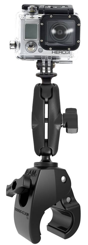RAM® Tough-Claw™ Medium Clamp Mount with Universal Action Camera Adapter - RAP-B-404-GOP1U - OC Mounts