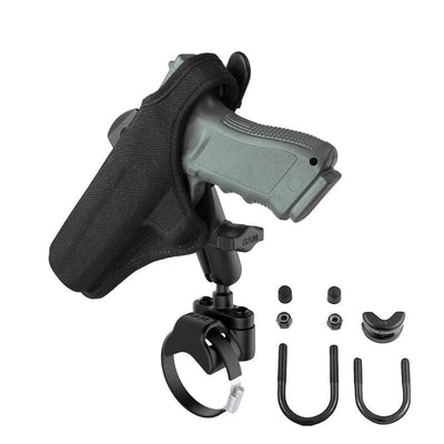 RAM® ATV/UTV Double Ball Rail Mount with Gun Holster Clip - RAM-B-149Z-2-GUN1U - OC Mounts