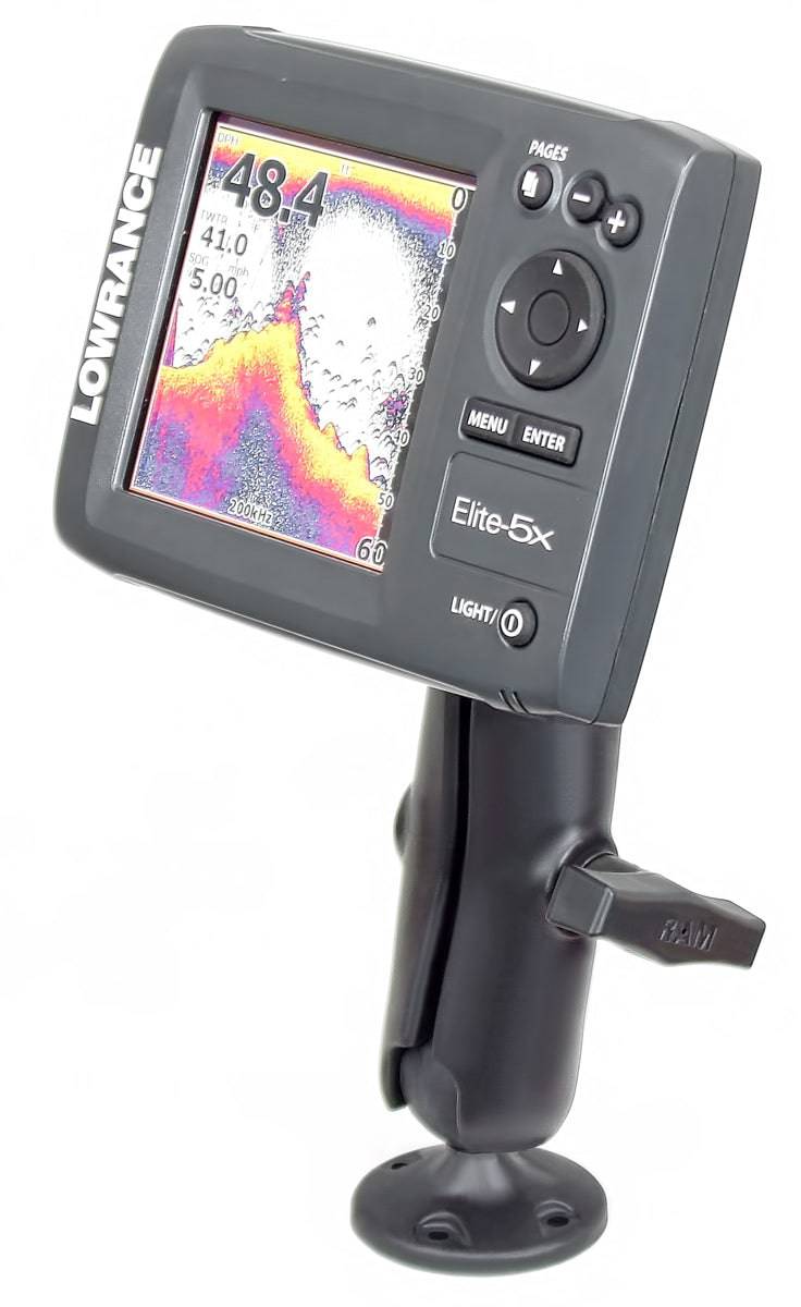 RAM® Composite Double Ball Mount for Lowrance Elite-5, Mark-5 + More - RAP-101U-LO11 - OC Mounts