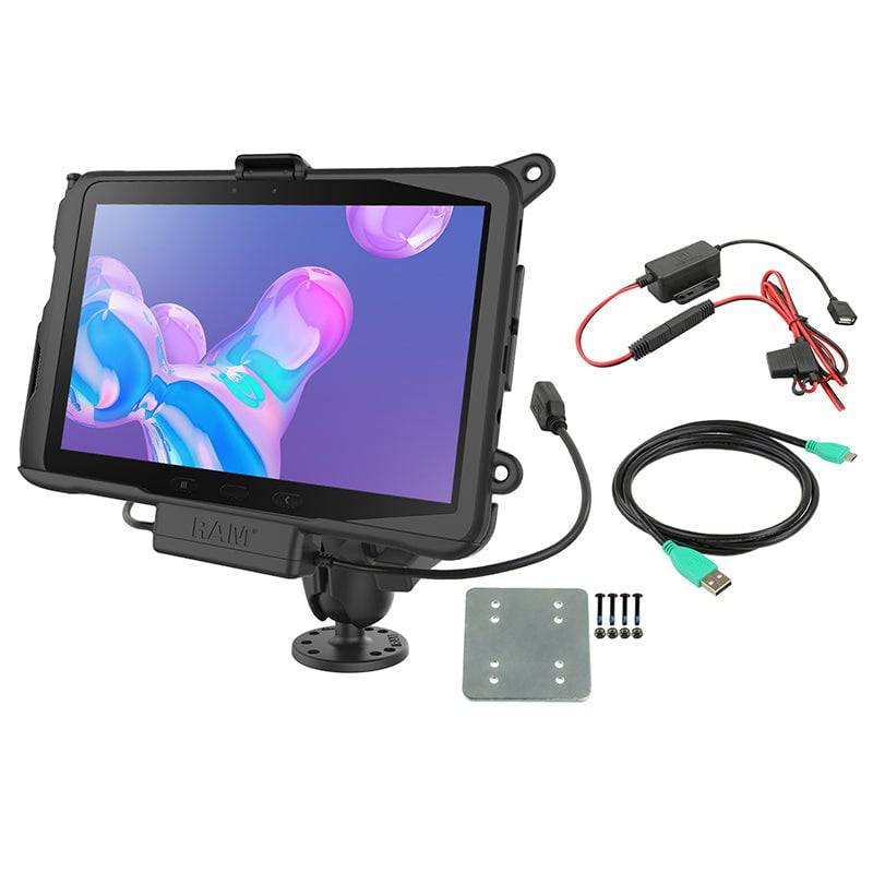 RAM® Power & Data Mount for Samsung Tab Active Pro with Backing Plate - RAM-101-B-SAM52PD-V7BU - OC Mounts