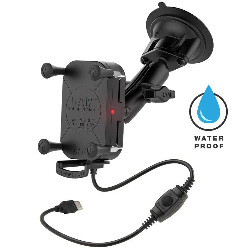 RAM® Tough-Charge™ Waterproof Wireless Charging Suction Cup Mount - RAM-B-166-UN12W - OC Mounts