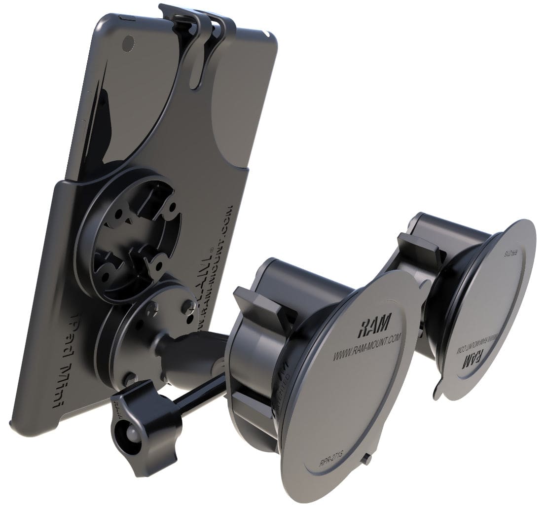 RAM® EZ-Roll'r™ with RAM® Twist-Lock™ Dual Suction for iPad mini 1-3 - RAM-B-189-AP14-ALA1-KRU - OC Mounts