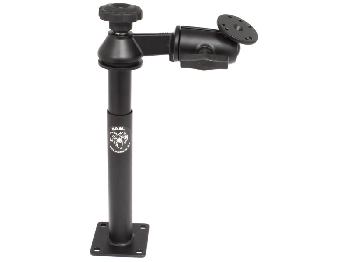 RAM® Tele-Pole™ with 8" & 9" Poles, Single Swing Arm & Round Plate - RAM-VP-SW2-89 - OC Mounts