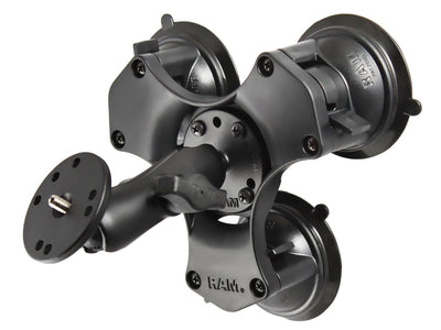 RAM® Twist-Lock™ Triple Suction Mount with Round Plate and 1/4"-20 Stud - RAP-B-365-224-202AU - OC Mounts