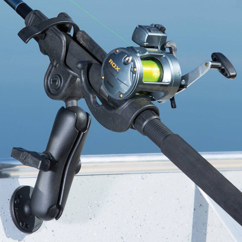 ram rod fishing rod holder with Plunger Bulkhead Base in plunger safety mechanism RAM Mount Revolution Tube Rod