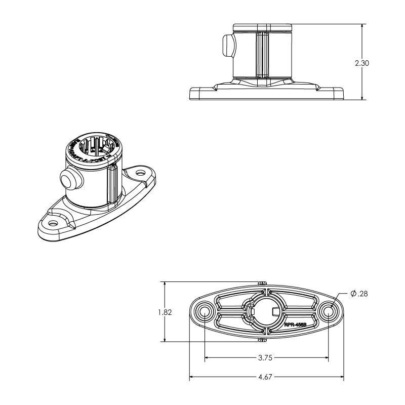 RAM® Universal Adapt-A-Post™ 2-Hole Drill-Down Base - RAP-AAPUDTU - OC Mounts