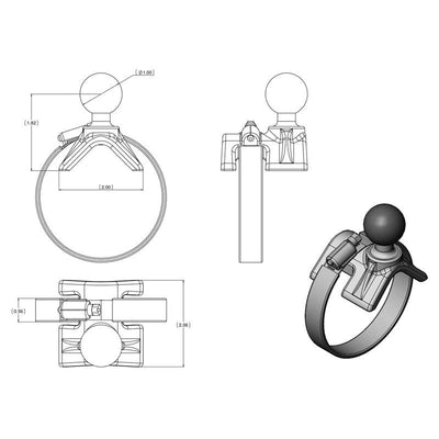 RAM® Strap Hose Clamp Mount with 1/4"-20 Camera Adapter - RAM-B-108U-BIT1 - OC Mounts