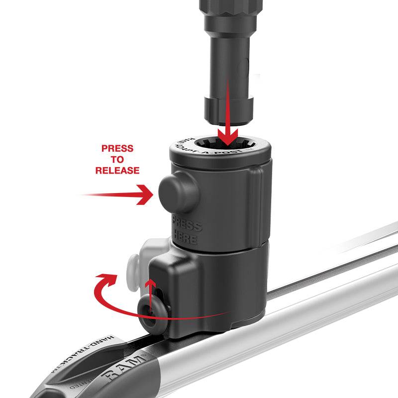 RAM® Tube Jr.™ Rod Holder with RAM® Universal Adapt-A-Post™ Track Base - RAP-390-AAPUTU - OC Mounts